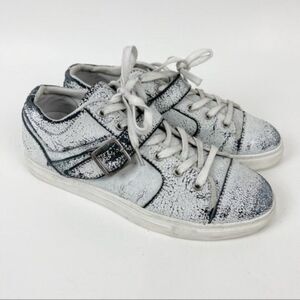 The Kooples Sport Distressed Cracked Leather Low Top Trainer Sneakers Sz 37